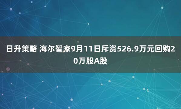 日升策略 海尔智家9月11日斥资526.9万元回购20万股A股